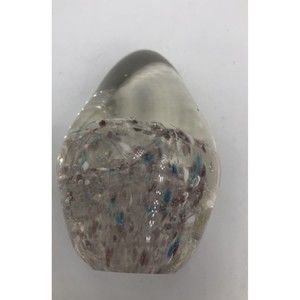 Art Glass Egg Paperweight Blue, White, & Lavender Spots Cute!!